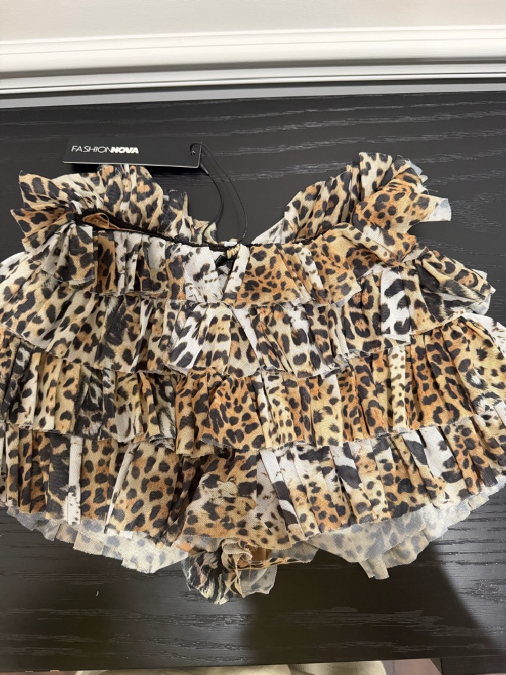 Fashion Nova Leopard Print Ruffle Skort - Tan & Black